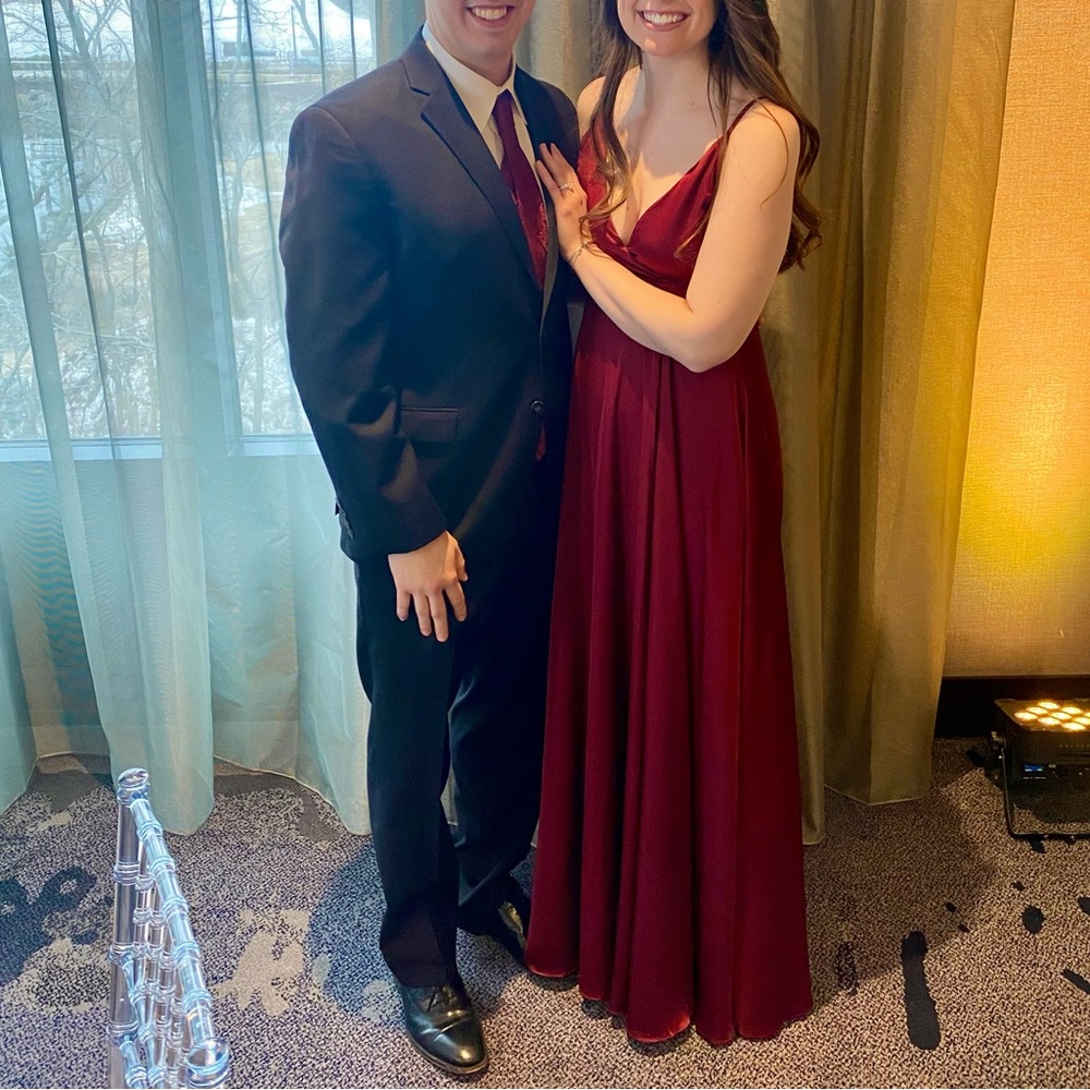 Lulu’s Ode To Love Burgundy Satin Maxi Dress - Picture 2 of 2